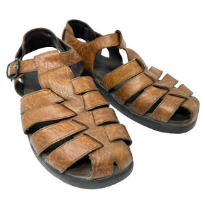 Mephisto Sam Fisherman Sandals Mens US 9 EU 43 Brown Leather Comfort Adjustable